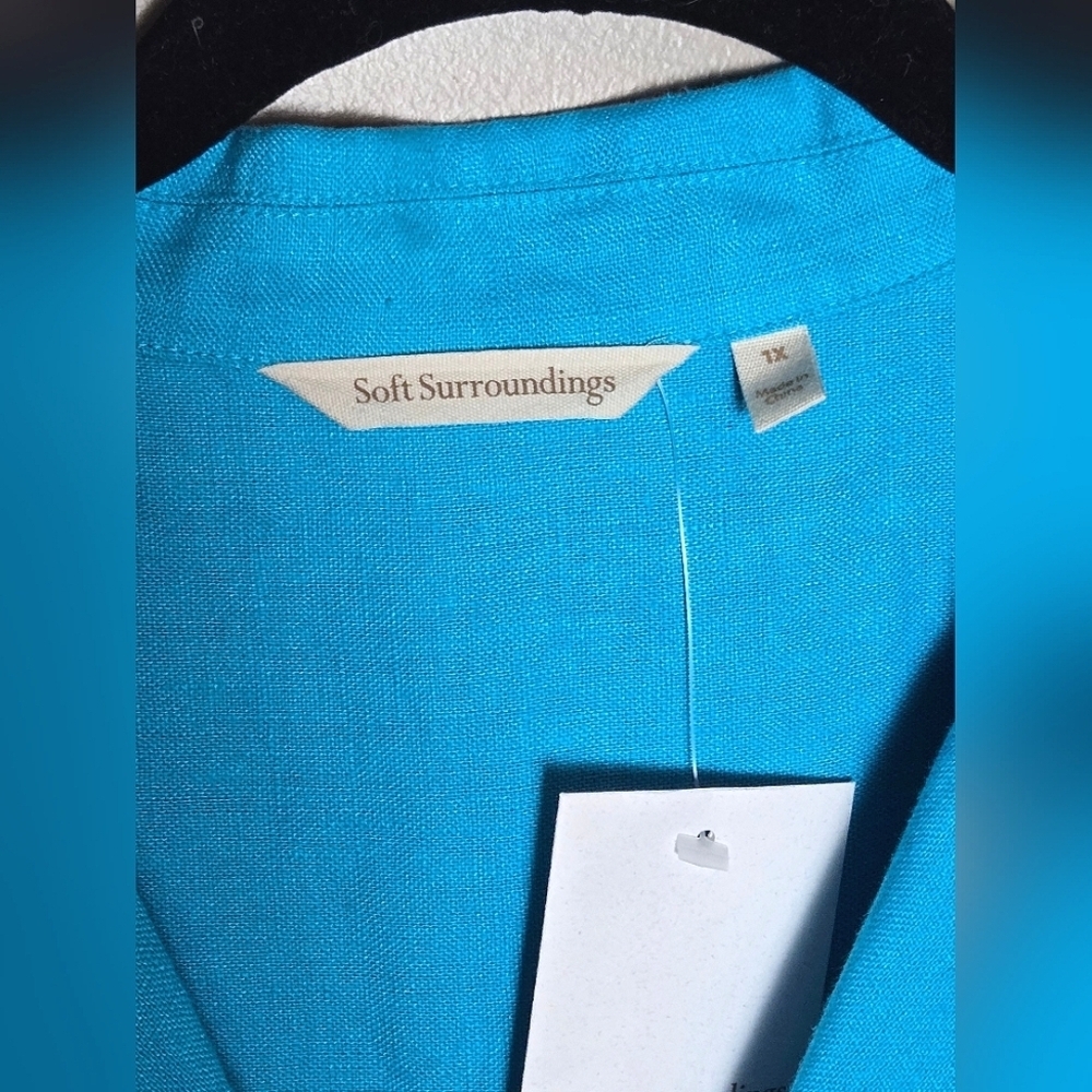 NWT Soft Surroundings 100% Linen Button Back Mini… - image 3